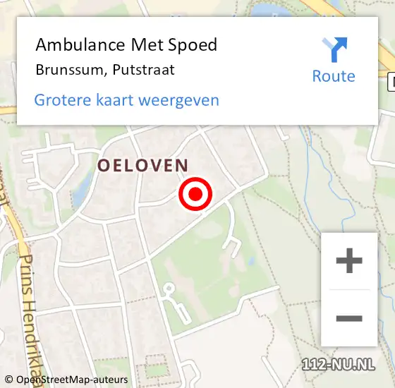 Locatie op kaart van de 112 melding: Ambulance Met Spoed Naar Brunssum, Putstraat op 1 februari 2015 11:11