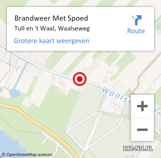 Locatie op kaart van de 112 melding: Brandweer Met Spoed Naar Tull en 't Waal, Waalseweg op 1 februari 2015 11:11