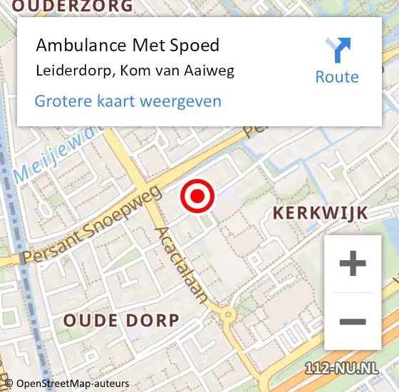 Locatie op kaart van de 112 melding: Ambulance Met Spoed Naar Leiderdorp, Kom van Aaiweg op 1 februari 2015 11:12