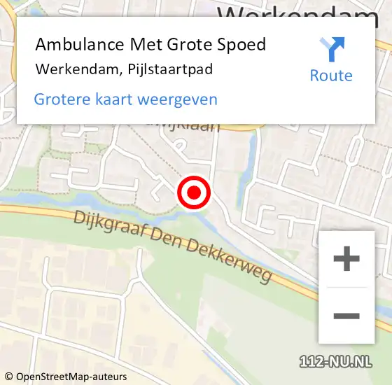 Locatie op kaart van de 112 melding: Ambulance Met Grote Spoed Naar Werkendam, Pijlstaartpad op 1 februari 2015 11:13
