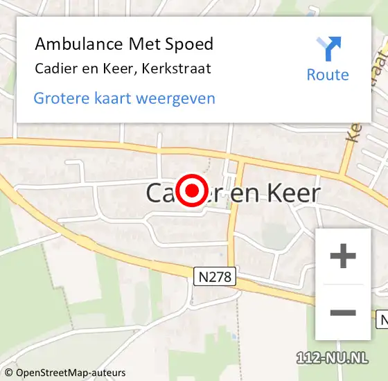 Locatie op kaart van de 112 melding: Ambulance Met Spoed Naar Cadier en Keer, Kerkstraat op 1 februari 2015 11:17