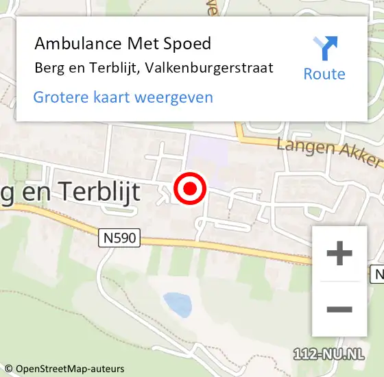 Locatie op kaart van de 112 melding: Ambulance Met Spoed Naar Berg en Terblijt, Valkenburgerstraat op 1 februari 2015 11:23