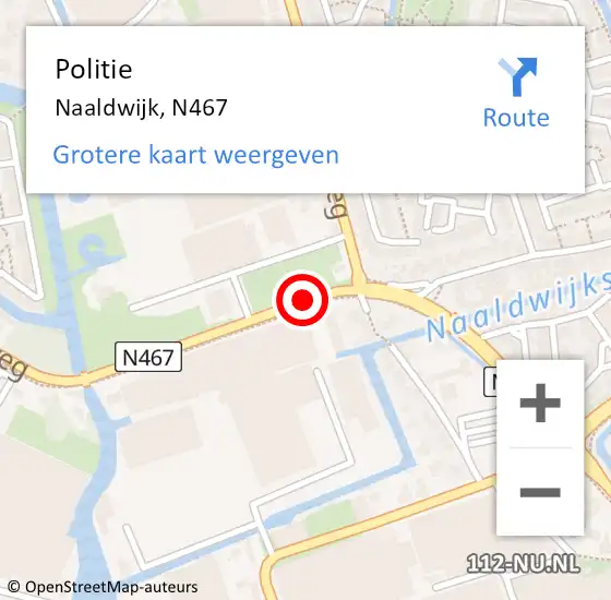 Locatie op kaart van de 112 melding: Politie Naaldwijk, N467 op 1 februari 2015 11:43