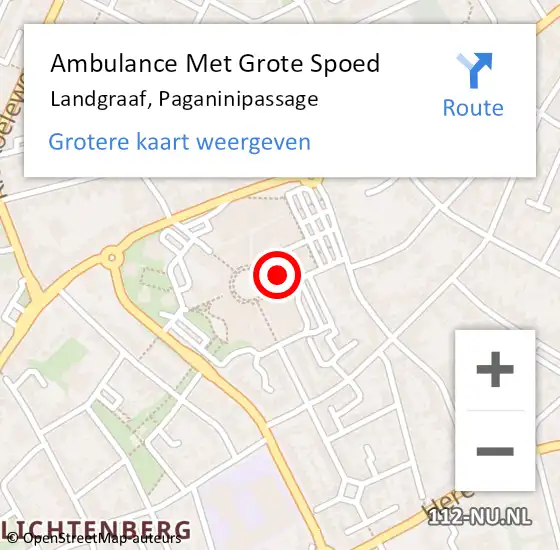 Locatie op kaart van de 112 melding: Ambulance Met Grote Spoed Naar Landgraaf, Paganinipassage op 1 februari 2015 12:56