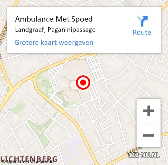 Locatie op kaart van de 112 melding: Ambulance Met Spoed Naar Landgraaf, Paganinipassage op 1 februari 2015 13:06