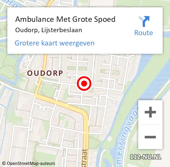 Locatie op kaart van de 112 melding: Ambulance Met Grote Spoed Naar Oudorp, Lijsterbeslaan op 1 februari 2015 13:18