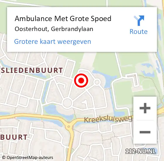 Locatie op kaart van de 112 melding: Ambulance Met Grote Spoed Naar Oosterhout, Gerbrandylaan op 1 februari 2015 13:24
