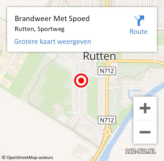 Locatie op kaart van de 112 melding: Brandweer Met Spoed Naar Rutten, Sportweg op 28 oktober 2013 15:52