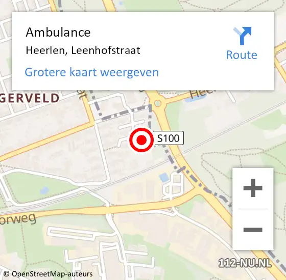 Locatie op kaart van de 112 melding: Ambulance Heerlen, Leenhofstraat op 1 februari 2015 14:00