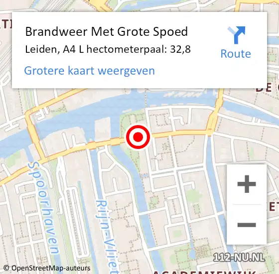 Locatie op kaart van de 112 melding: Brandweer Met Grote Spoed Naar Leiden, A4 R hectometerpaal: 35,0 op 1 februari 2015 14:24
