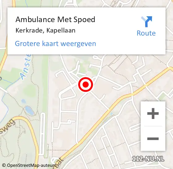 Locatie op kaart van de 112 melding: Ambulance Met Spoed Naar Kerkrade, Kapellaan op 1 februari 2015 14:27