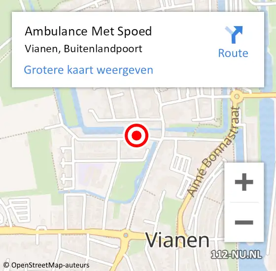 Locatie op kaart van de 112 melding: Ambulance Met Spoed Naar Vianen, Buitenlandpoort op 1 februari 2015 14:28