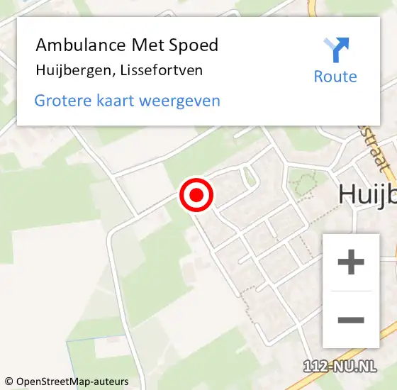 Locatie op kaart van de 112 melding: Ambulance Met Spoed Naar Huijbergen, Lissefortven op 1 februari 2015 14:39