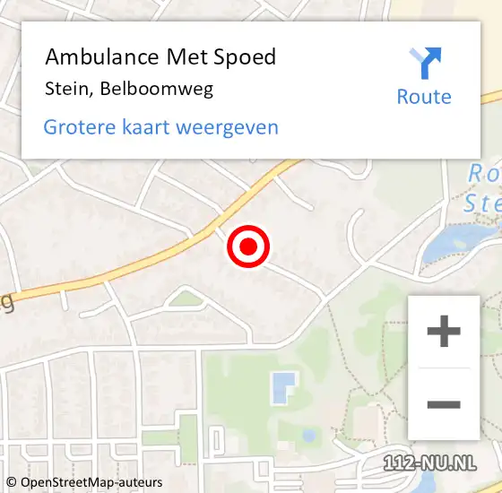 Locatie op kaart van de 112 melding: Ambulance Met Spoed Naar Stein, Belboomweg op 1 februari 2015 14:53