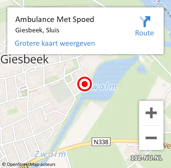 Locatie op kaart van de 112 melding: Ambulance Met Spoed Naar Giesbeek, Sluis op 1 februari 2015 16:05