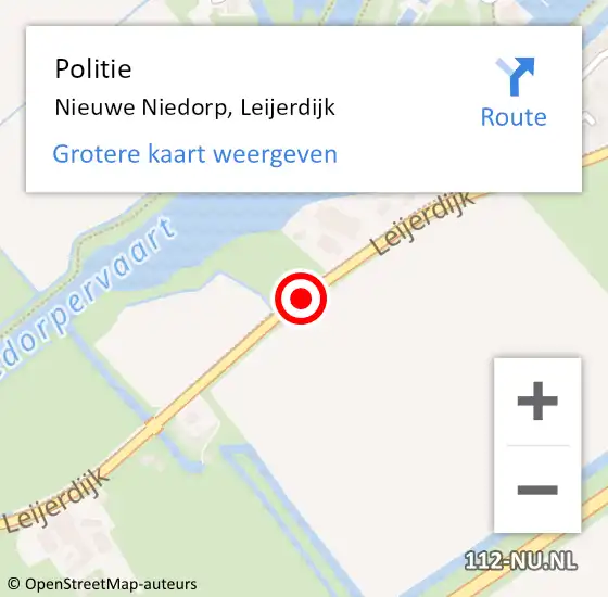 Locatie op kaart van de 112 melding: Politie Nieuwe Niedorp, Leijerdijk op 1 februari 2015 16:05