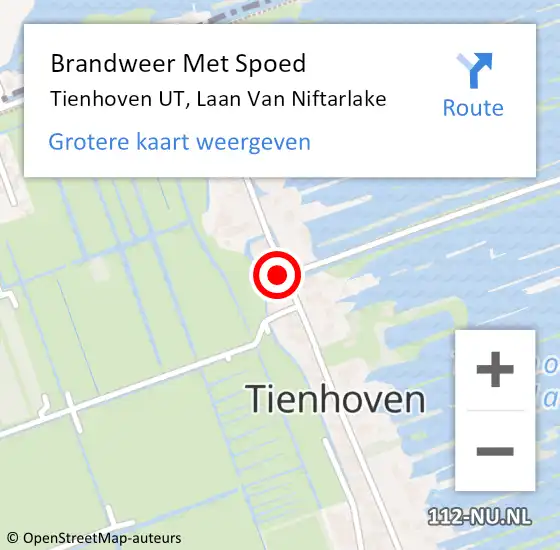 Locatie op kaart van de 112 melding: Brandweer Met Spoed Naar Tienhoven UT, Laan Van Niftarlake op 28 oktober 2013 16:04