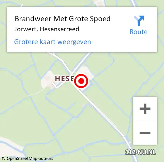 Locatie op kaart van de 112 melding: Brandweer Met Grote Spoed Naar Jorwert, Hesenserreed op 28 oktober 2013 16:07