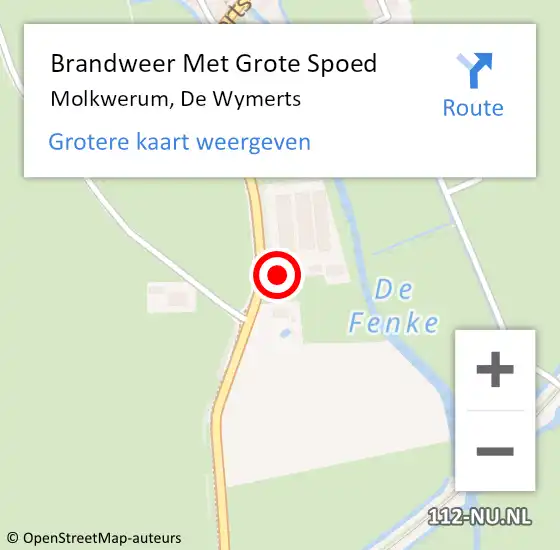 Locatie op kaart van de 112 melding: Brandweer Met Grote Spoed Naar Molkwerum, De Wymerts op 1 februari 2015 17:15