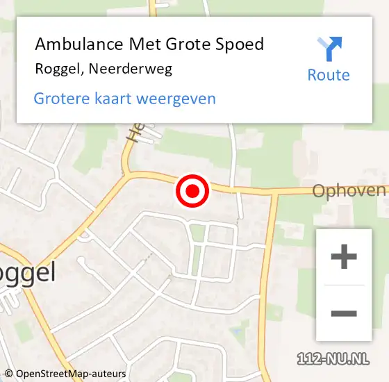Locatie op kaart van de 112 melding: Ambulance Met Grote Spoed Naar Roggel, Neerderweg op 1 februari 2015 17:33