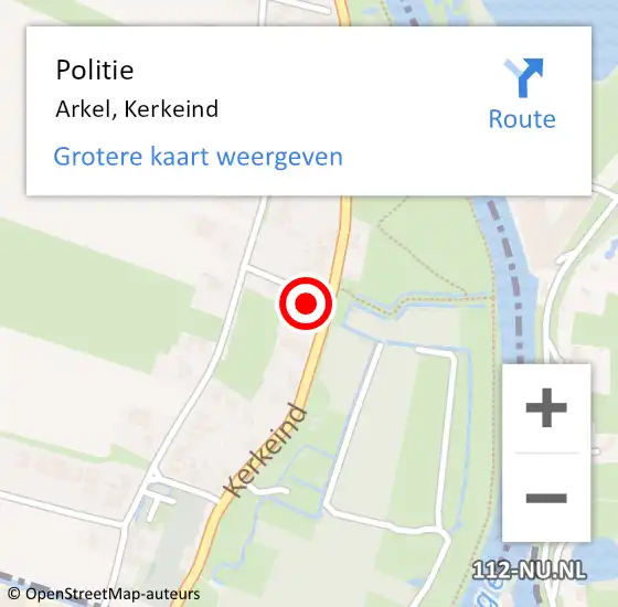 Locatie op kaart van de 112 melding: Politie Arkel, Kerkeind op 1 februari 2015 17:48