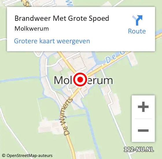 Locatie op kaart van de 112 melding: Brandweer Met Grote Spoed Naar Molkwerum op 1 februari 2015 17:56