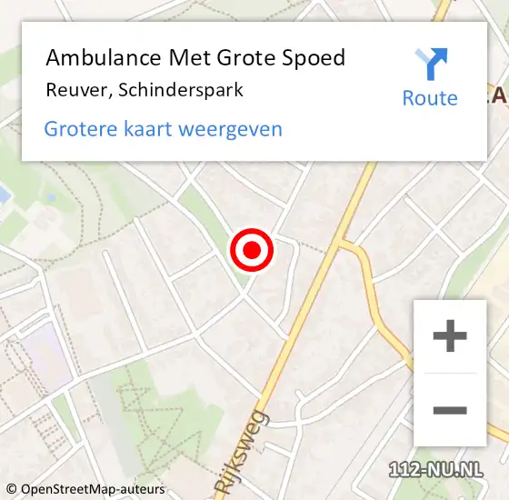 Locatie op kaart van de 112 melding: Ambulance Met Grote Spoed Naar Reuver, Schinderspark op 1 februari 2015 18:06