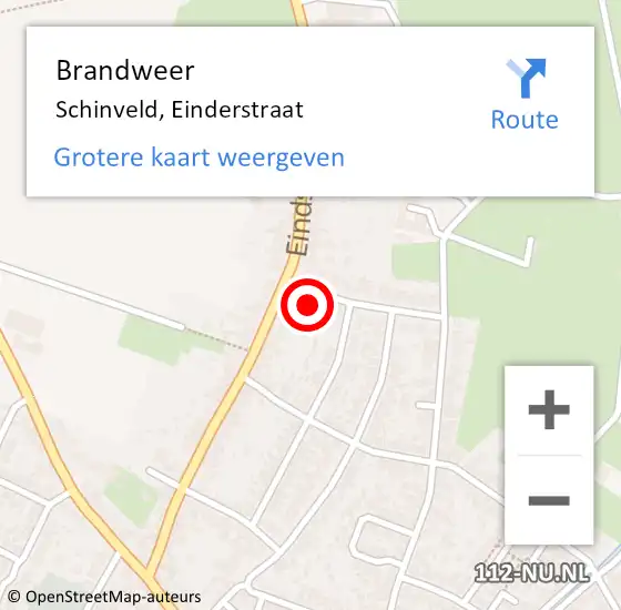 Locatie op kaart van de 112 melding: Brandweer Schinveld, Einderstraat op 1 februari 2015 18:23