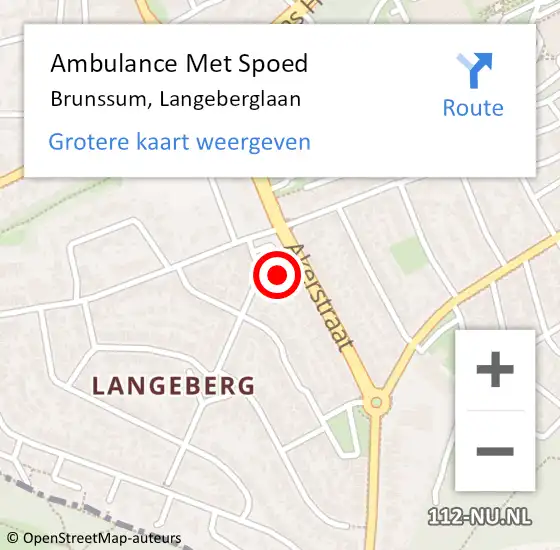 Locatie op kaart van de 112 melding: Ambulance Met Spoed Naar Brunssum, Langeberglaan op 1 februari 2015 18:28