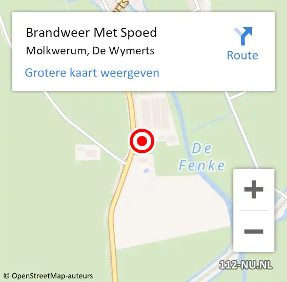 Locatie op kaart van de 112 melding: Brandweer Met Spoed Naar Molkwerum, De Wymerts op 1 februari 2015 18:37