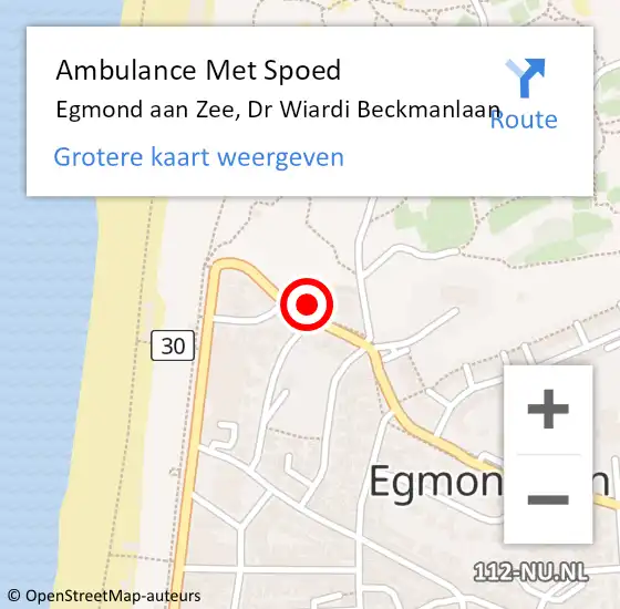 Locatie op kaart van de 112 melding: Ambulance Met Spoed Naar Egmond aan Zee, Dr Wiardi Beckmanlaan op 1 februari 2015 19:32