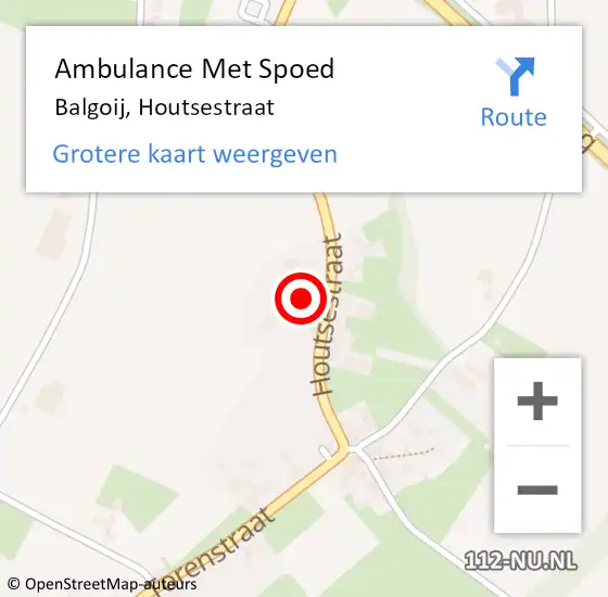 Locatie op kaart van de 112 melding: Ambulance Met Spoed Naar Balgoij, Houtsestraat op 1 februari 2015 19:36