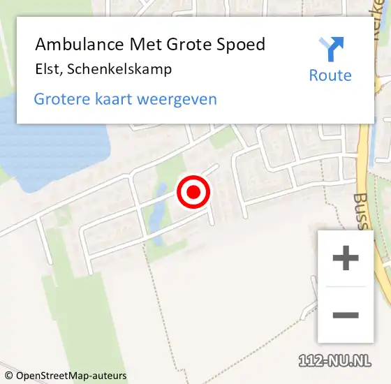 Locatie op kaart van de 112 melding: Ambulance Met Grote Spoed Naar Elst, Schenkelskamp op 1 februari 2015 19:37