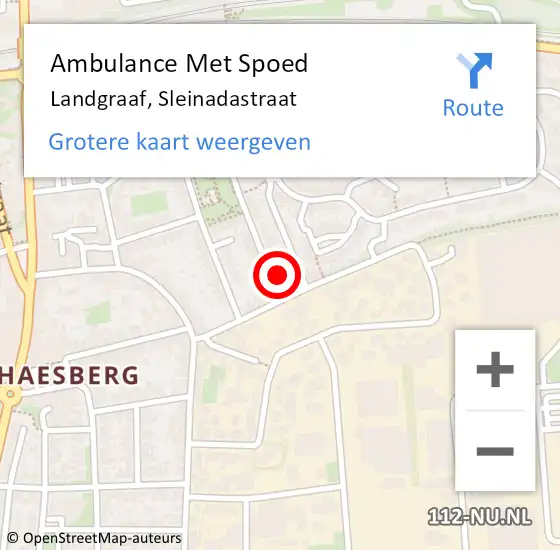 Locatie op kaart van de 112 melding: Ambulance Met Spoed Naar Landgraaf, Sleinadastraat op 1 februari 2015 19:46