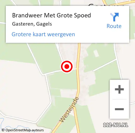 Locatie op kaart van de 112 melding: Brandweer Met Grote Spoed Naar Gasteren, Gagels op 1 februari 2015 19:57