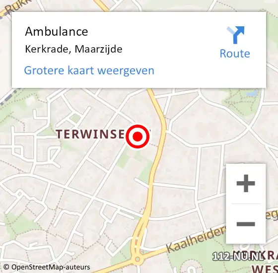 Locatie op kaart van de 112 melding: Ambulance Kerkrade, Maarzijde op 1 februari 2015 20:07