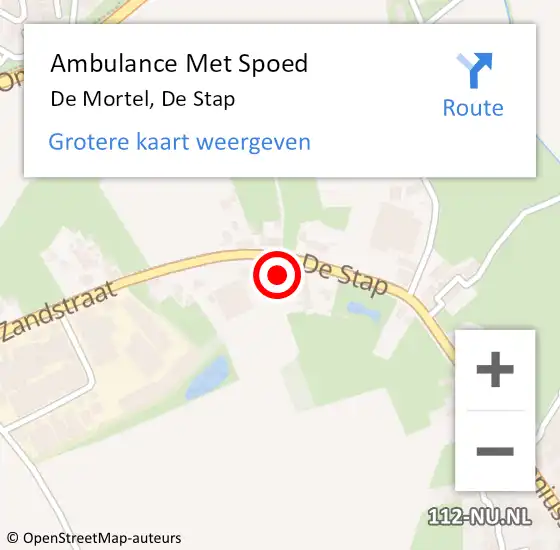 Locatie op kaart van de 112 melding: Ambulance Met Spoed Naar De Mortel, De Stap op 1 februari 2015 20:09