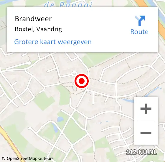 Locatie op kaart van de 112 melding: Brandweer Boxtel, Vaandrig op 1 februari 2015 20:14