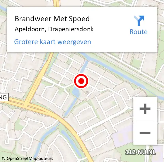 Locatie op kaart van de 112 melding: Brandweer Met Spoed Naar Apeldoorn, Drapeniersdonk op 28 oktober 2013 16:22