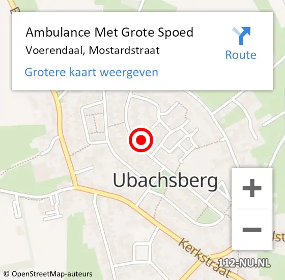 Locatie op kaart van de 112 melding: Ambulance Met Grote Spoed Naar Voerendaal, Mostardstraat op 1 februari 2015 20:31