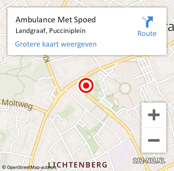 Locatie op kaart van de 112 melding: Ambulance Met Spoed Naar Landgraaf, Pucciniplein op 1 februari 2015 21:47