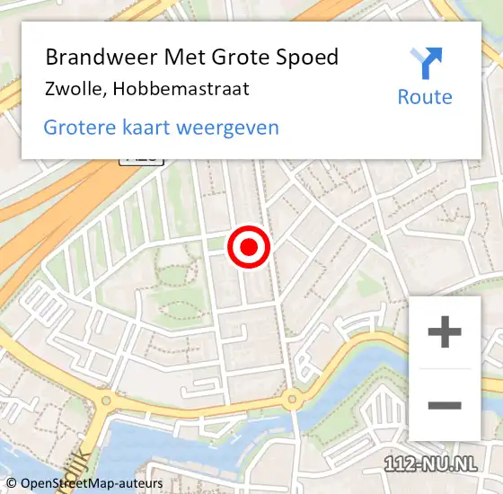 Locatie op kaart van de 112 melding: Brandweer Met Grote Spoed Naar Zwolle, Hobbemastraat op 1 februari 2015 22:05