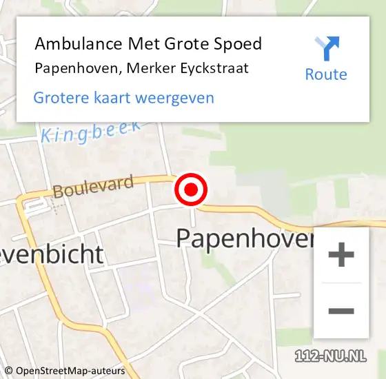 Locatie op kaart van de 112 melding: Ambulance Met Grote Spoed Naar Papenhoven, Merker Eyckstraat op 2 februari 2015 01:04