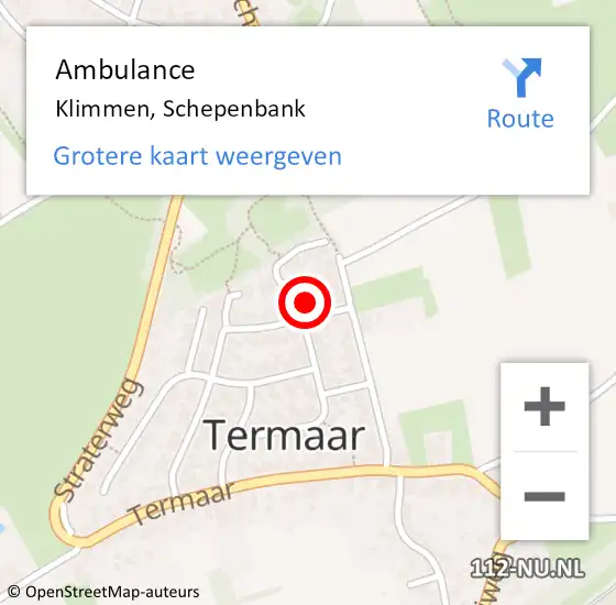 Locatie op kaart van de 112 melding: Ambulance Klimmen, Schepenbank op 2 februari 2015 01:05