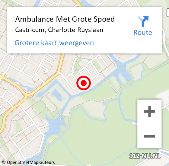 Locatie op kaart van de 112 melding: Ambulance Met Grote Spoed Naar Castricum, Charlotte Ruyslaan op 2 februari 2015 02:47