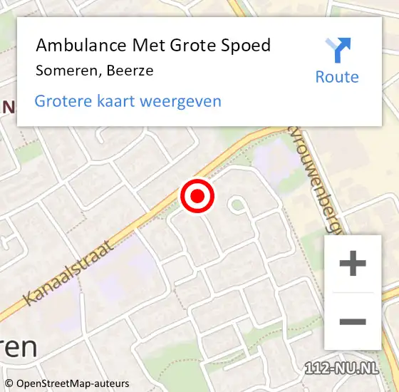 Locatie op kaart van de 112 melding: Ambulance Met Grote Spoed Naar Someren, Beerze op 2 februari 2015 03:12