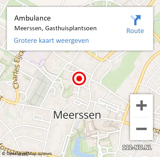 Locatie op kaart van de 112 melding: Ambulance Meerssen, Gasthuisplantsoen op 2 februari 2015 04:13