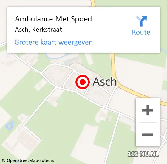 Locatie op kaart van de 112 melding: Ambulance Met Spoed Naar Asch, Kerkstraat op 2 februari 2015 07:19