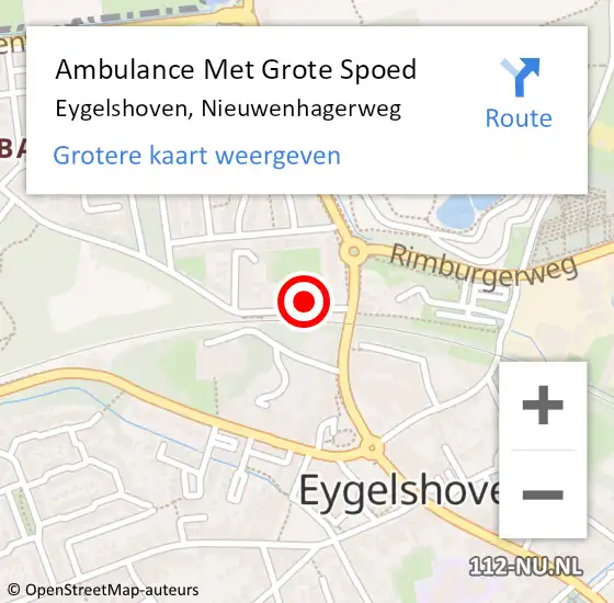 Locatie op kaart van de 112 melding: Ambulance Met Grote Spoed Naar Eygelshoven, Nieuwenhagerweg op 2 februari 2015 07:25