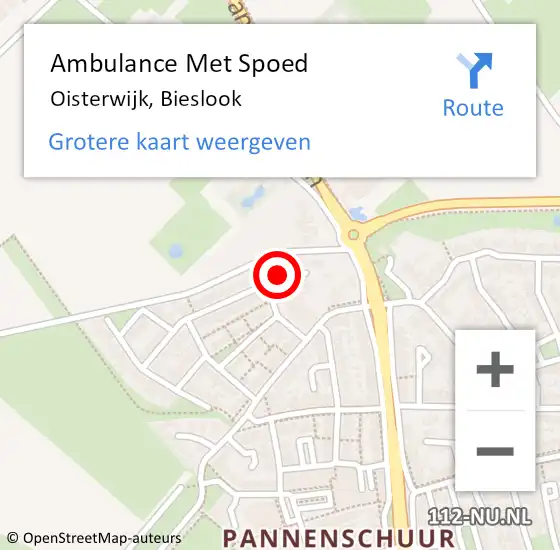 Locatie op kaart van de 112 melding: Ambulance Met Spoed Naar Oisterwijk, Bieslook op 2 februari 2015 07:30